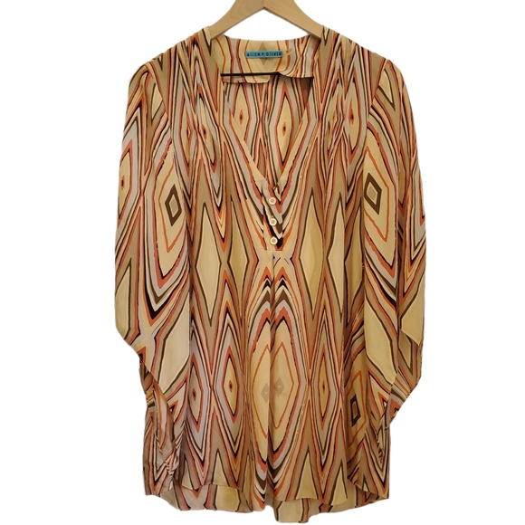 NWT Alice + Olivia Angel Flutter Silk Sleeve Tunic - Picture 1 of 11